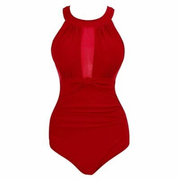 red plus size bathing suit